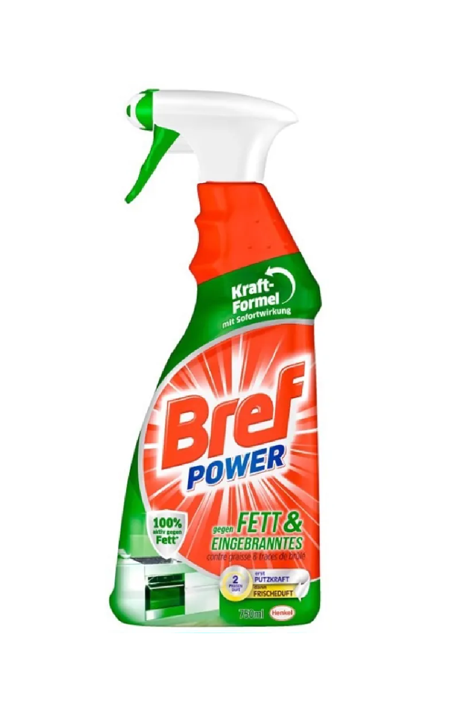 Bình Xịt Tẩy Rửa Đa Năng Bref Power 750ml, nhập khẩu Đức- Tẩy dầu mỡ, Tẩy Bếp, Thiết Bị Nhà Bếp, Nhà tắm, Inox, hiệu quả lên đến 99.9