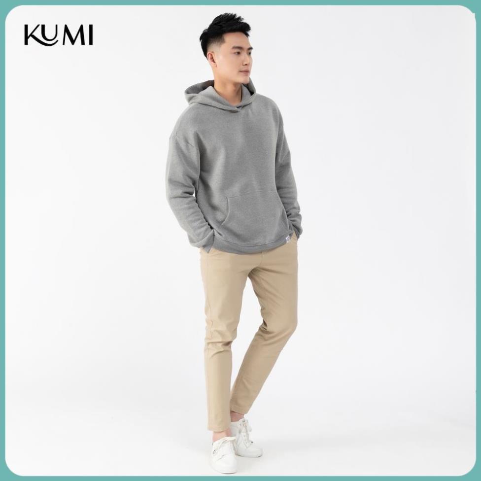 Áo Hoodie Nam Dài Tay Có Mũ Chất Nỉ Bông Cao Cấp Kumi, Áo Nỉ Nam Basic Có Mũ Thời Trang Trẻ Trung Năng Động - Ghi