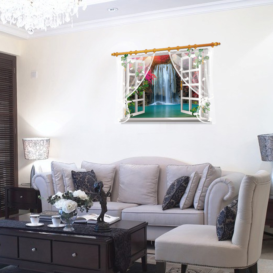 Decal Dán Tường Cửa Sổ Thác Nước Binbin P259