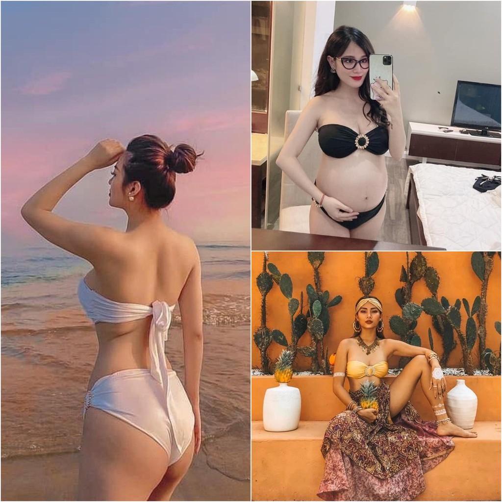 Đồ bơi Bikini 2 mảnh cup ngực khoen đá tròn sang chảnh hàng thiết kế cao cấp QP025