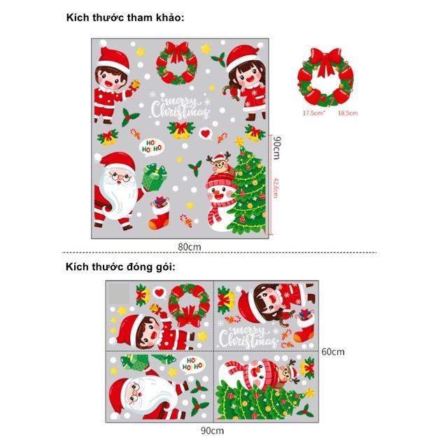 Decal dán tường trang trí Noel - 2 Bé và các bạn đón chào khách đêm giáng sinh