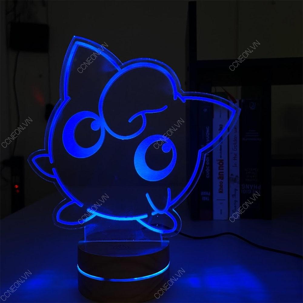 Đèn Led 3D Pokemon Jigglypuff - Đèn Led 16 Màu Hình Nhân Vật Hoạt Hình, Đèn Ngủ Led 3d, Cảm Ứng , Điều Khiển Từ Xa