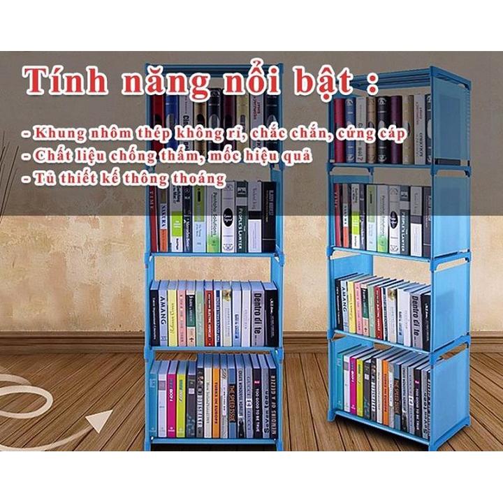 Kệ sách 4 tầng lắp ghép - màu xanh dương