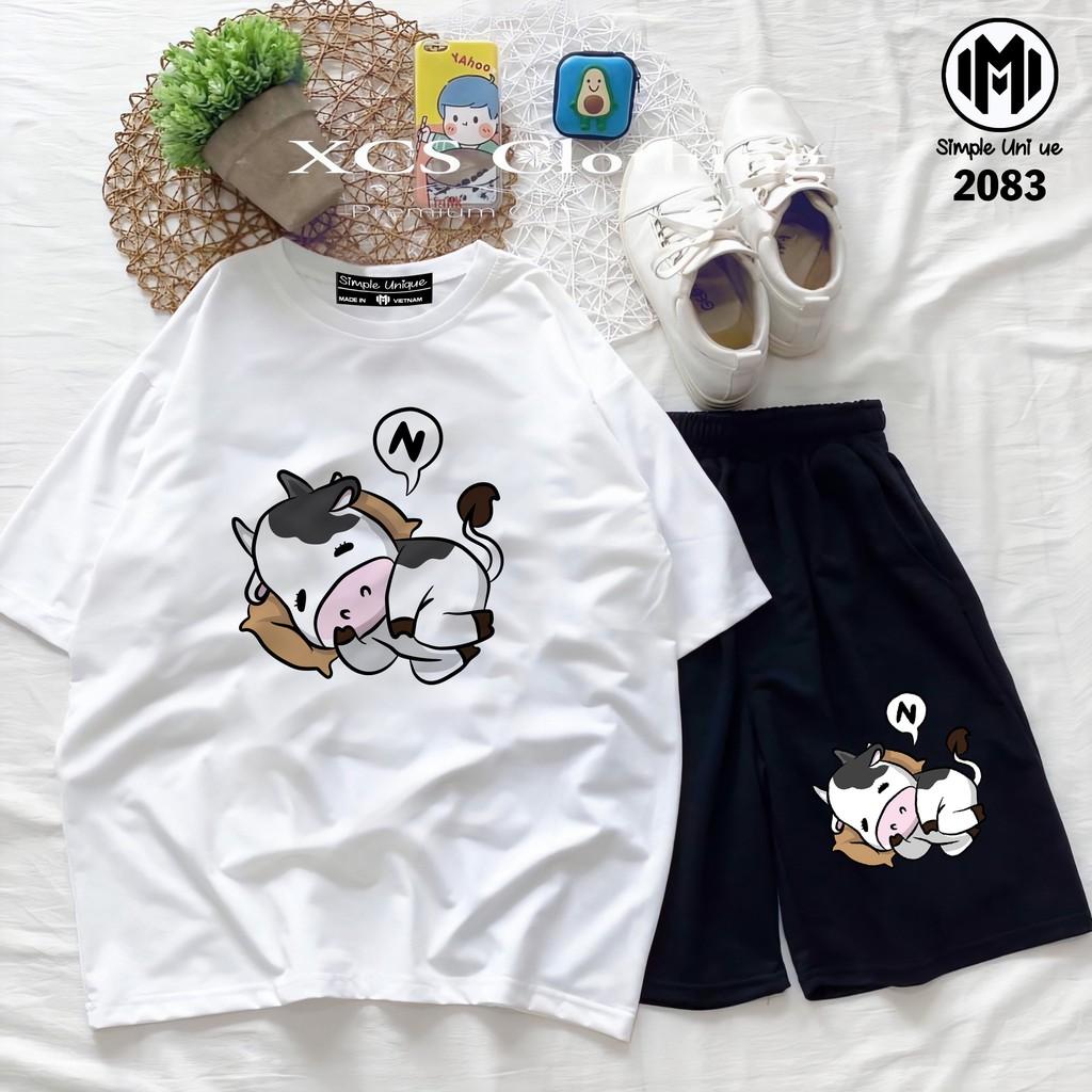 Đồ Bộ Hoạt Hình Unisex BÒ SỮA – Aossi , Set Cartoon, Freesize, Thun Cotton, Nam Nữ Đều Mặc Được