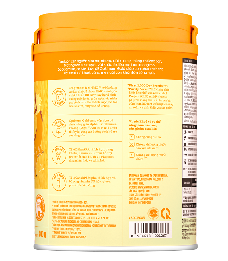 Sữa bột Vinamilk Optimum Gold 2 800g