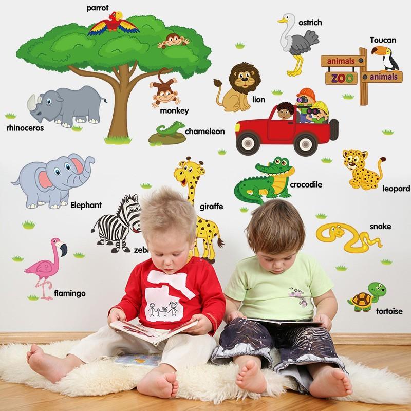 Sticker Decal dán tường Tiếng anh các loài vật SK9084