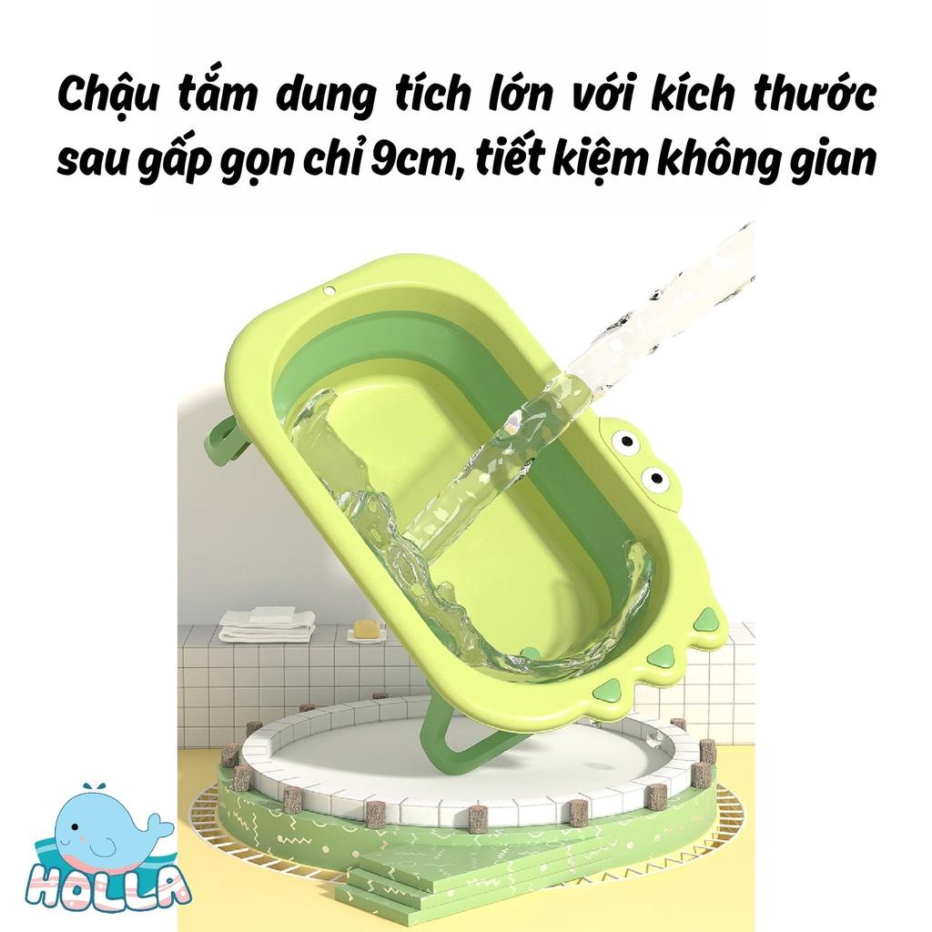 Thau Chậu Tắm Bé Gấp Gọn Hình Cá Sấu Holla