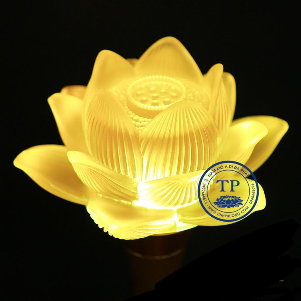 ĐÔI ĐÈN 1 BÔNG HOA SEN NỞ THỦY LƯU LY CỔ NGẮN CAO 31 CM TM121268