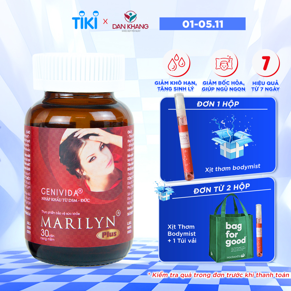 Viên Uống Cân Bằng Nội Tiết Tố, Cải Thiện Sinh Lý Nữ Marilyn (Hộp 30 viên)