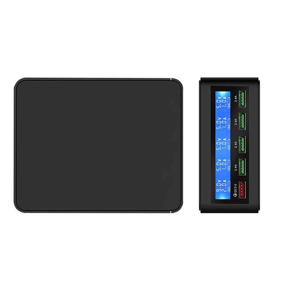 QC3.0 5-Port USB Phone Fast Charging Power Socket Adapter+LED Display Black