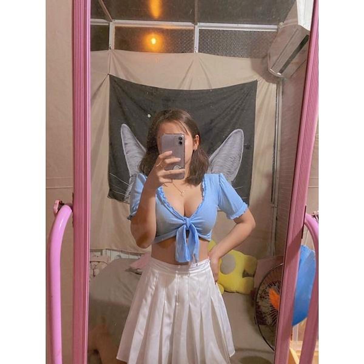 Hình thật áo croptop cột nơ sexy hot nhất
