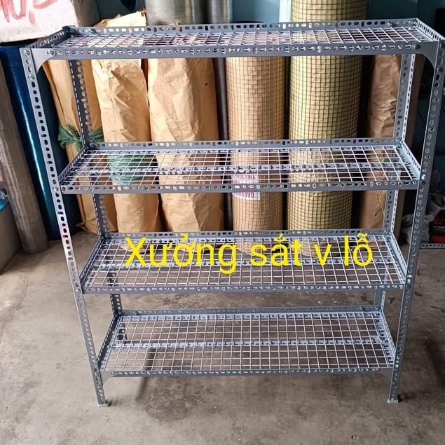 Kệ sắt v lỗ (lưới sắt ô vuông ) rộng 40cm x dài 1,5M ,Cao từ 60cm đến 1,5m ,Nhiều tầng kệ