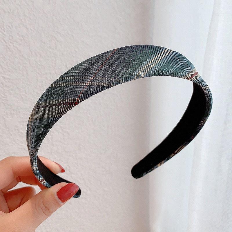 HCM_Băng đô vải bản rộng họa tiết sọc caro phong cách Hàn Quốc nhẹ nhàng