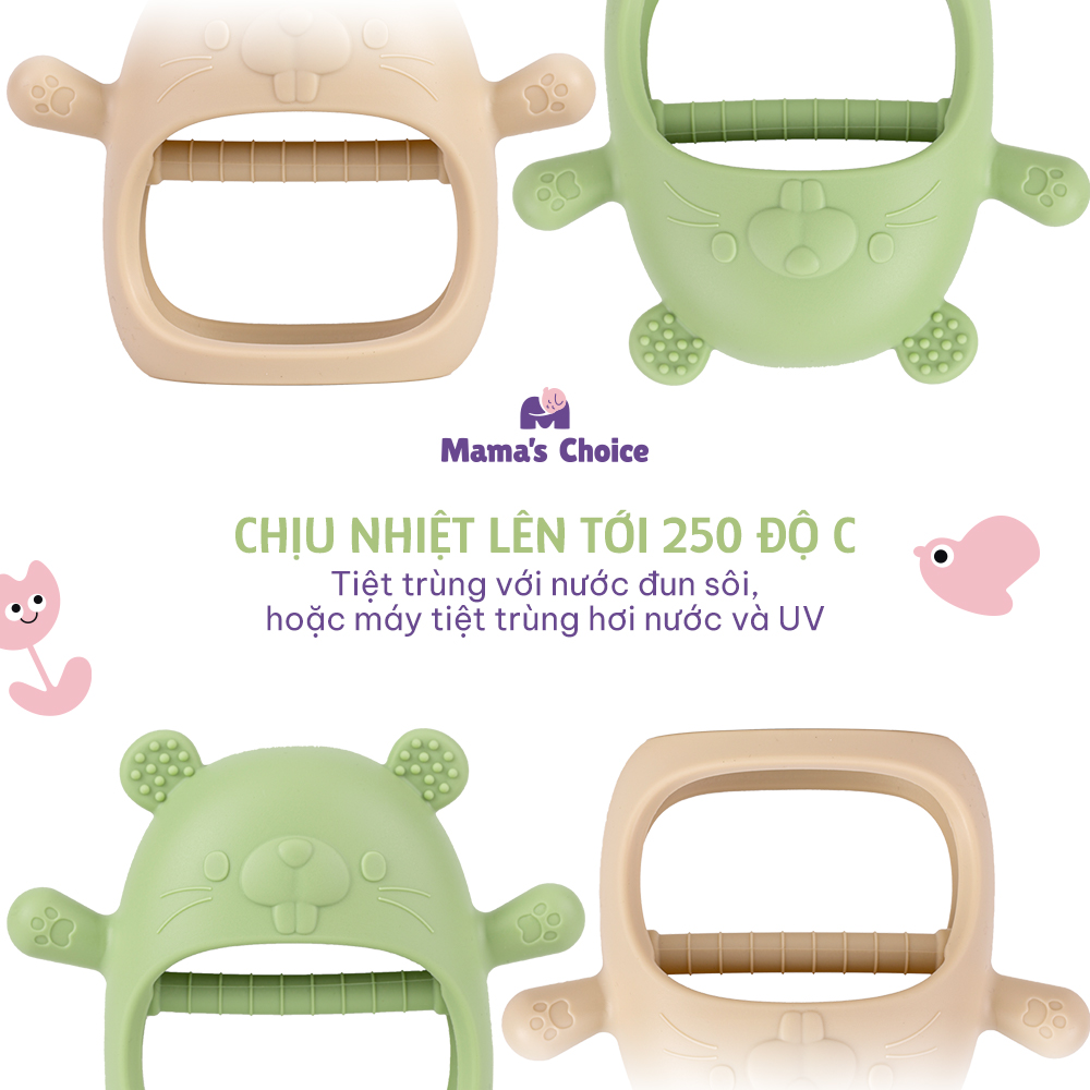 Gặm Nướu Mama's Choice Cao Cấp Cho Bé, Có Hộp Bảo Quản, Ngậm Nướu Chất Liệu Silicone Bạch Kim [Được nhiều mẹ tin dùng