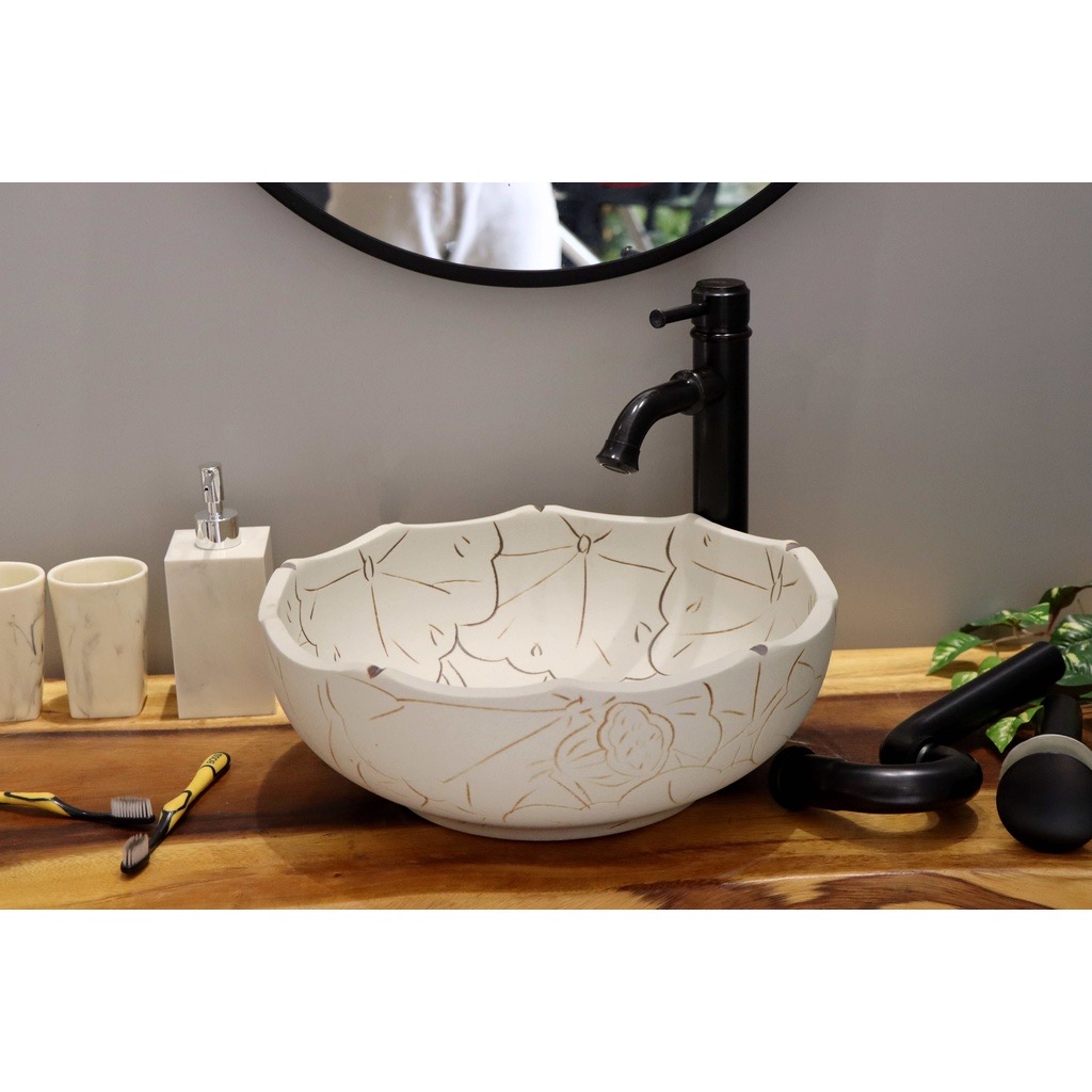 Chậu sứ Mỹ thuật - Lavabo đặt bàn Mỹ thuật - chậu rửa mặt cổ điển