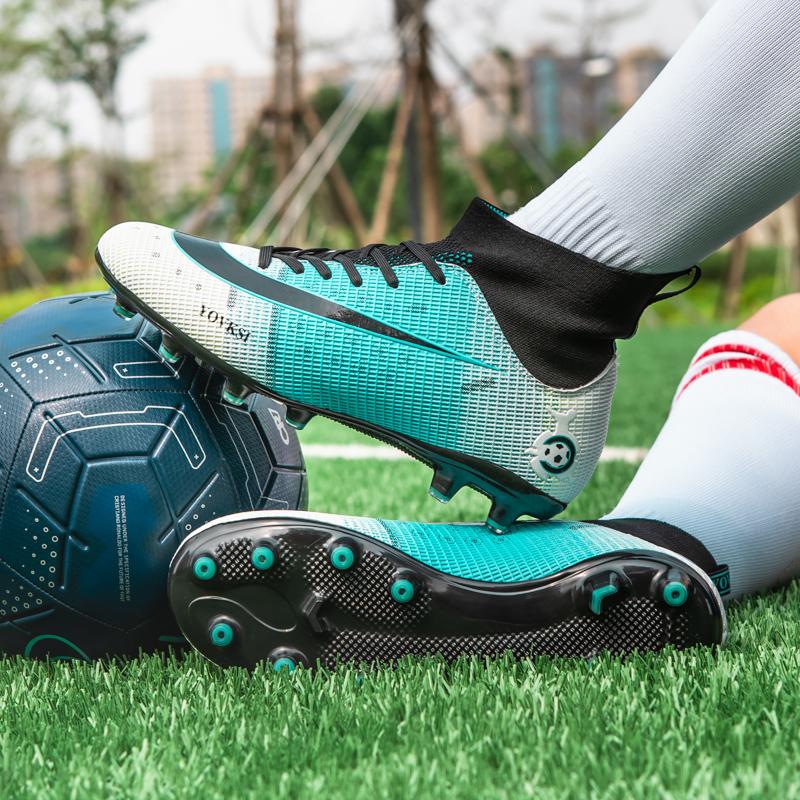 LSYAAAAA mới cao mắt cá chân giày bóng đá nam Breathable ngoài trời cao hàng đầu bóng đá khởi động nhân tạo sân bóng đá giày trẻ em AG nữ bóng đá giày