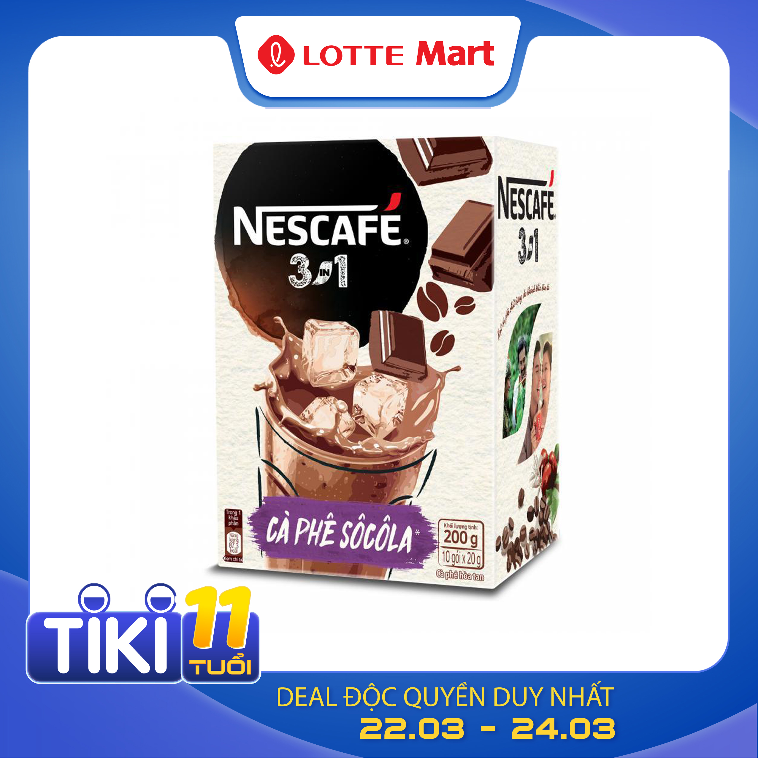 NESCAFÉ 3in1 Cà phê Sôcôla (10 gói x 20g)