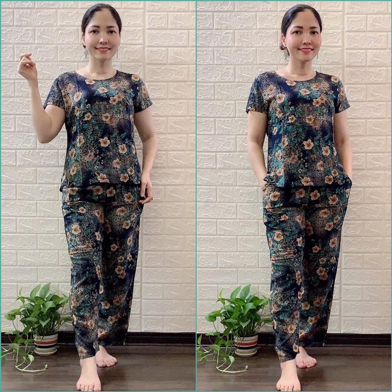 Bộ Lanh Nhung quần Dài Ống Côn - Bộ Lanh Nhung Chất Lượng Mặc Nhà Cho Mẹ Cho Bà