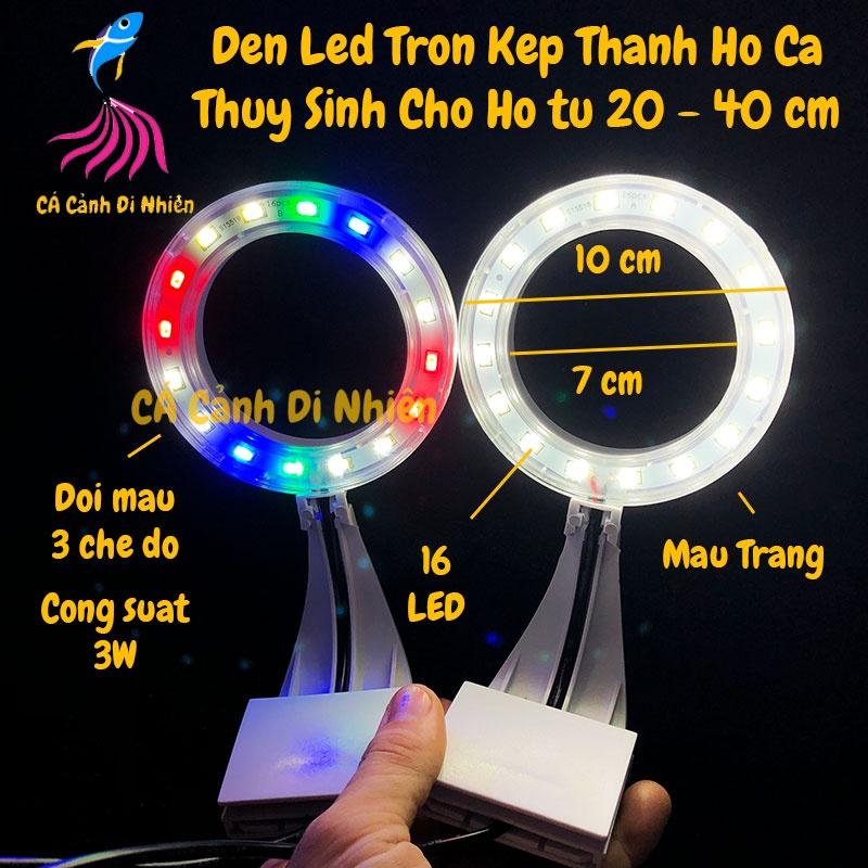 Đèn LED TRÒN đổi màu kẹp thành hồ cá thủy sinh size 20-40 cm