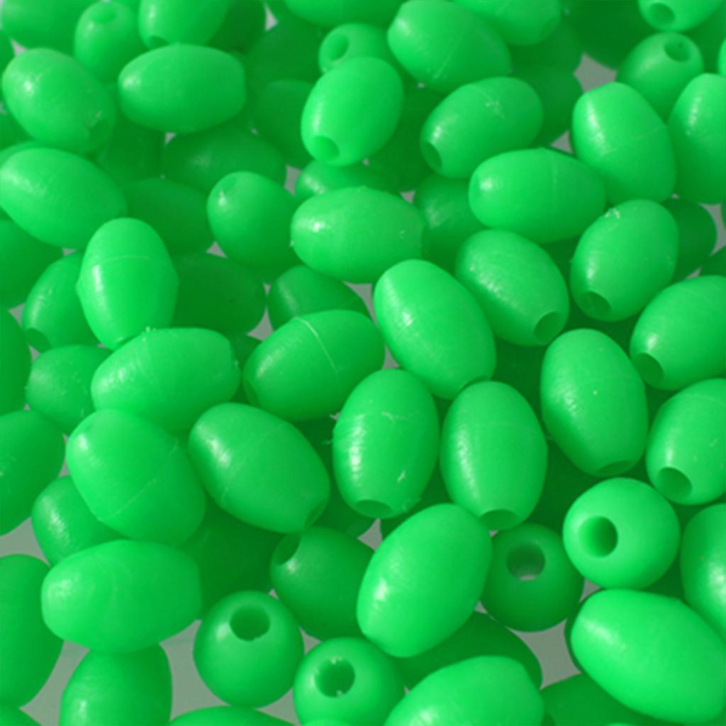 1 Set 200PCS/Set Luminous Fishing Beads Green Assorted Hard Plastic Oval Shaped Bead Glow Fishing Lures Baits Accessory with Fishing Tackle Box