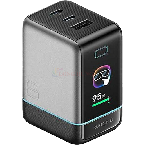 Cốc cạc Cuktech 6 Ultra GaN Built-in USB-C Cable 1USB 2Type-C 100W AD653U - Hàng chính hãng