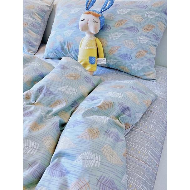 Bộ Chăn Ga Gối Cotton Living Hàng Nhập Khẩu Cao Cấp 4 Món Lá Xanh