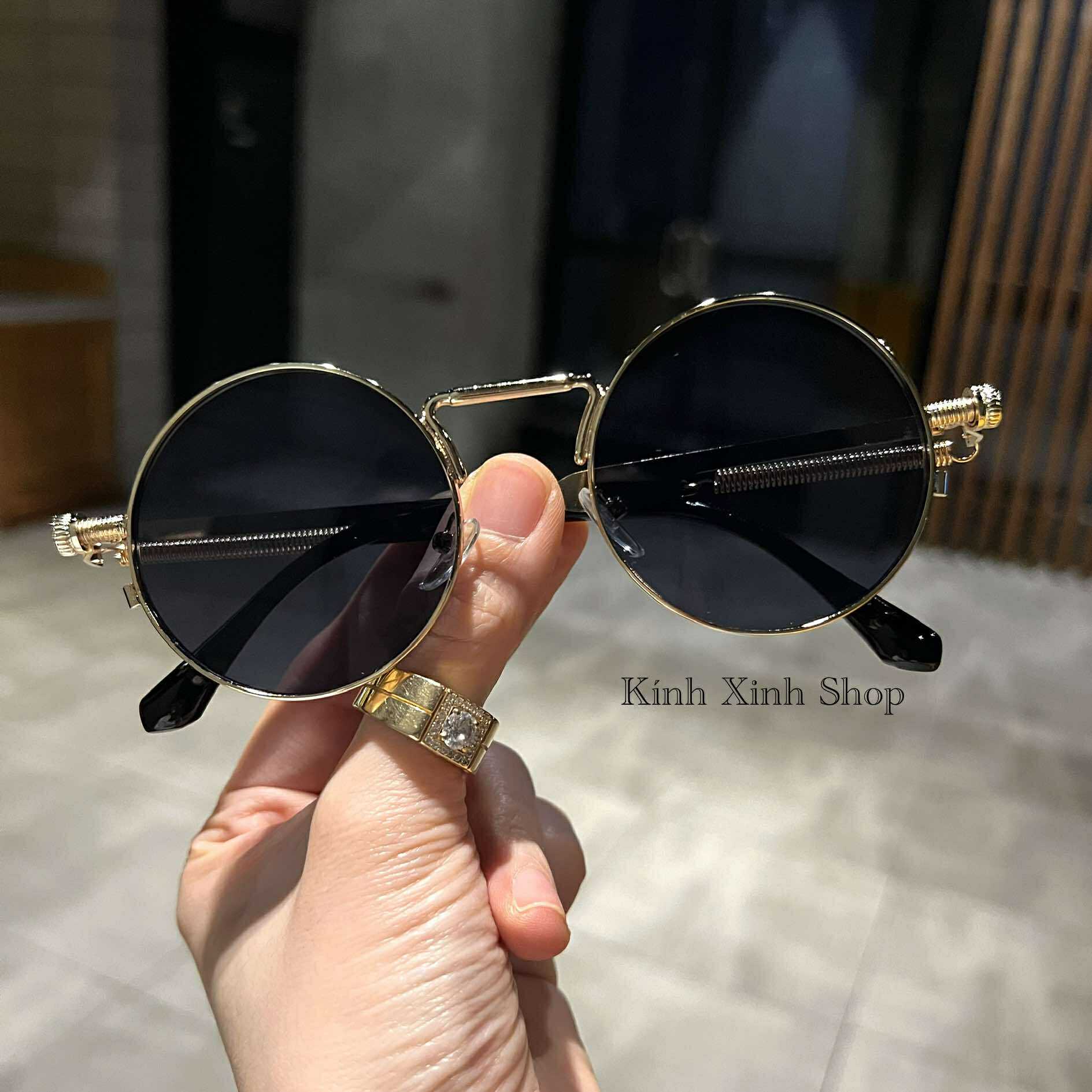 Kính râm nam nữ Mắt tròn xoe phong cách retro hiện đại