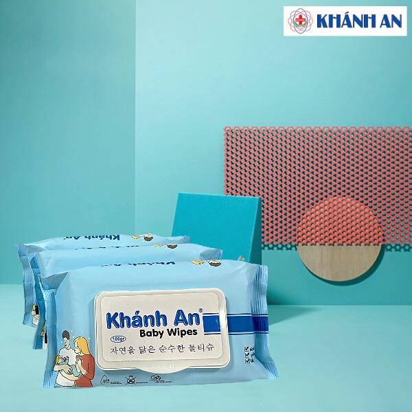 Khăn ướt BABY WIPES Khánh An mềm mại thơm mát cho da nhạy cảm trả làn da tươi mát đầy sức sống cho bé và cả nhà