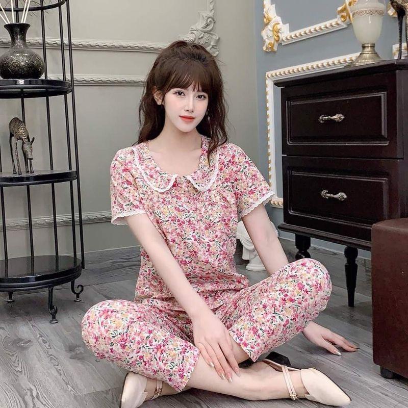 Đồ bộ mặc nhà cổ vuông ảnh thật