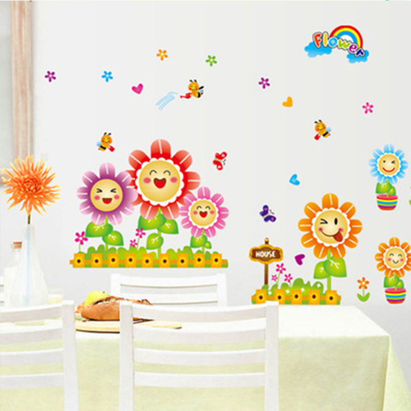 Decal dán tường cho bé Hoa mặt trời dễ thương ngộ nghĩnh AmyShop