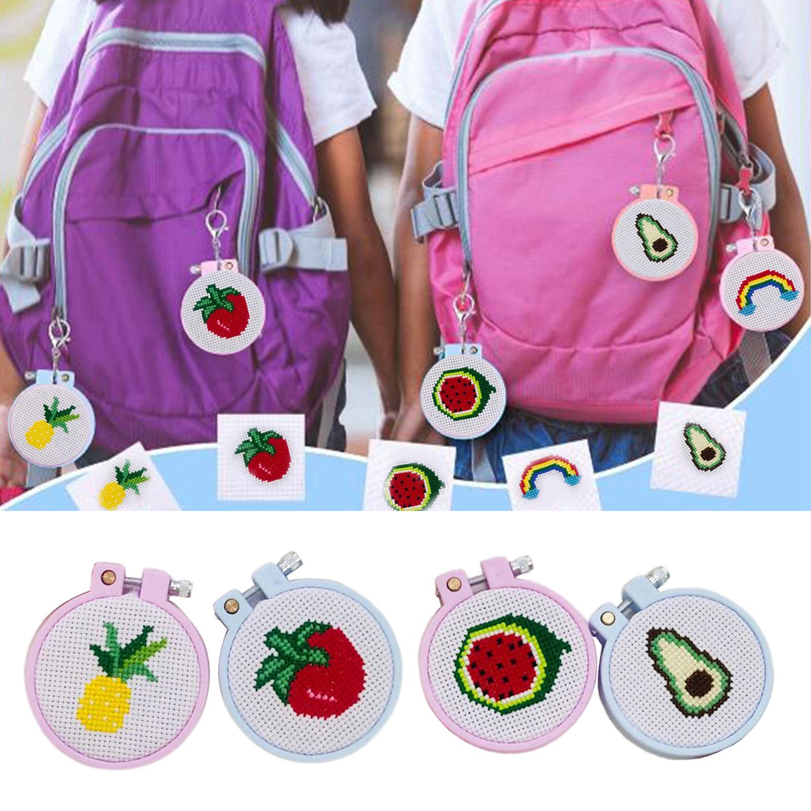 DIY Counted Cross Stitch Beginner Kit Starter Fruit Pattern Sewing Set 4pcs