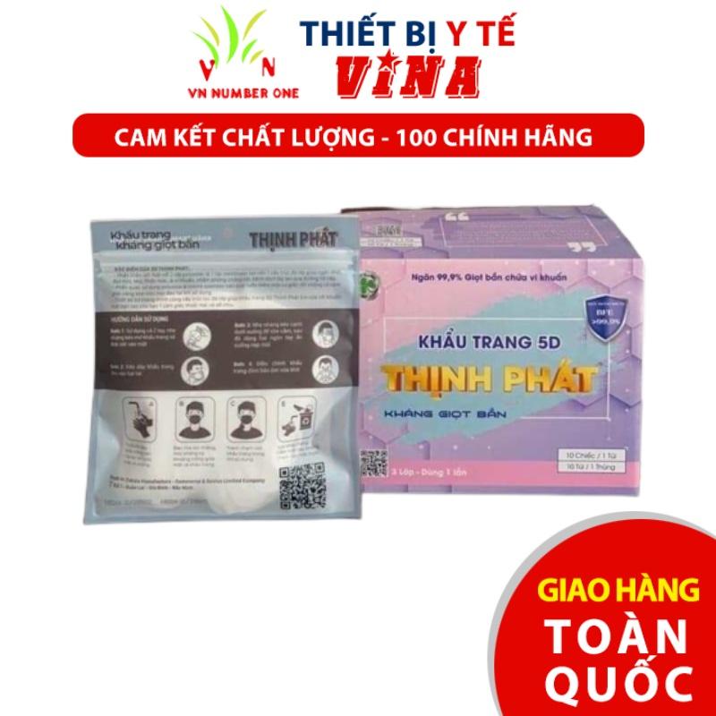 Khẩu trang 5D thịnh phát gói 10 cái màu trắng (Combo 5 gói) Cho Người Lớn