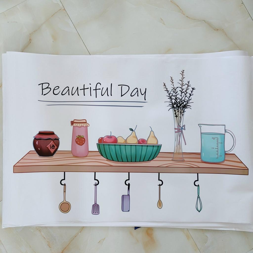 Giấy Dán Tường Bếp Cách Nhiệt Chống Dầu Mỡ, Chịu Nhiệt - Decal Dán Bếp 3D Nhiều Họa Tiết - Hàng Cao Cấp