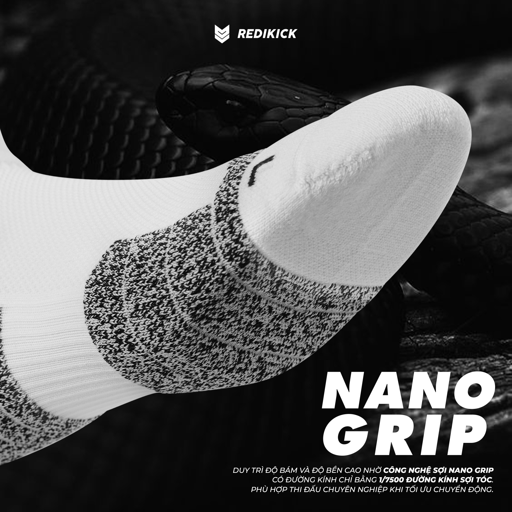 Tất thể thao Redikick Power Grip chống trượt thoáng khí có đệm chuyên dụng cho bóng rổ bóng đá bóng chuyền chuyên nghiệp