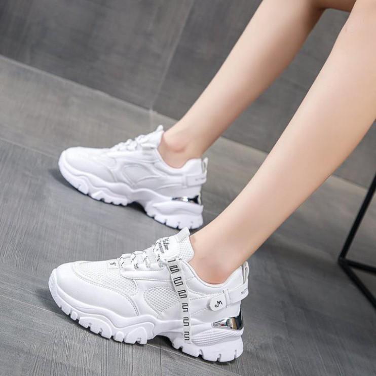 Giày Sneakers Nữ, Giày Thể Thao Nữ Giày Thể Thao Độn Đế Nữ Rong Ye Kiểu Hàn Quốc Siêu Hot Đế Cao 3-4Cm Màu Đen