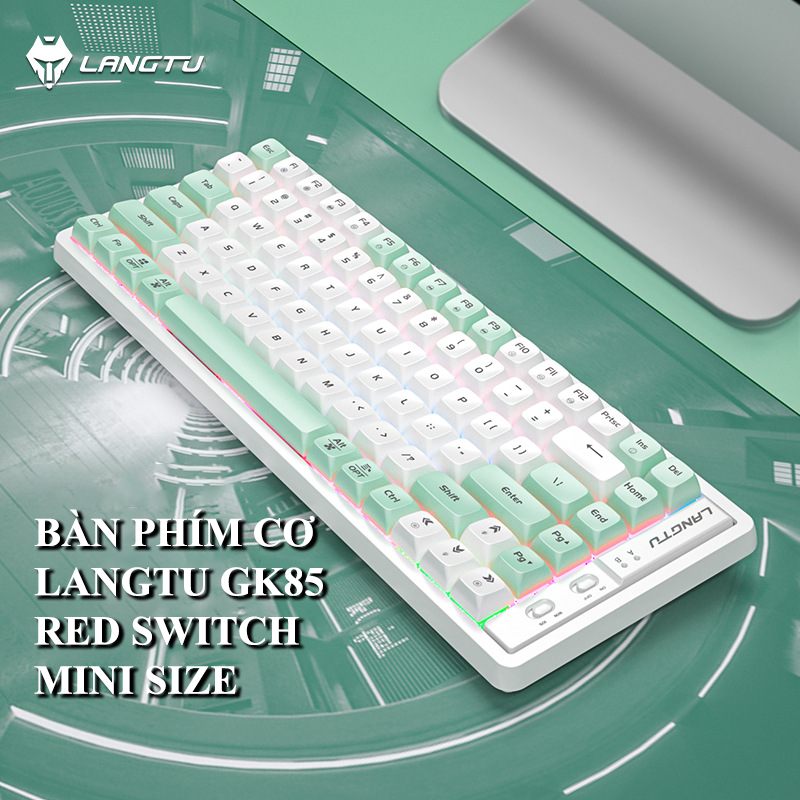 Bàn phím cơ red switch (Golden) LANGTU GK85 với nhiều chế độ đèn led cực đẹp và có hotswap có thể thay switch theo sở thích - Hàng Chính Hãng