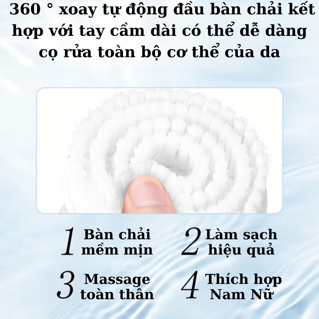 Bàn chải tắm điện Sothing Doco, tẩy tế bào chết, chăm sóc da cho nam nữ- Hàng chính hãng