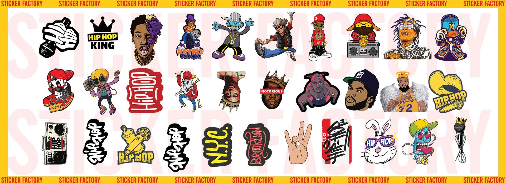 Hiphop - Set 30 sticker decal hình dán nón bảo hiểm, laptop, xe máy, ô tô - STICKER FACTORY