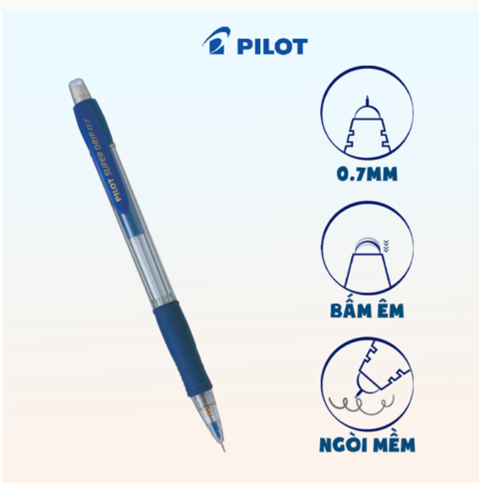 Bút chì bấm Super Grip (Thân xanh) H-187-SL-L