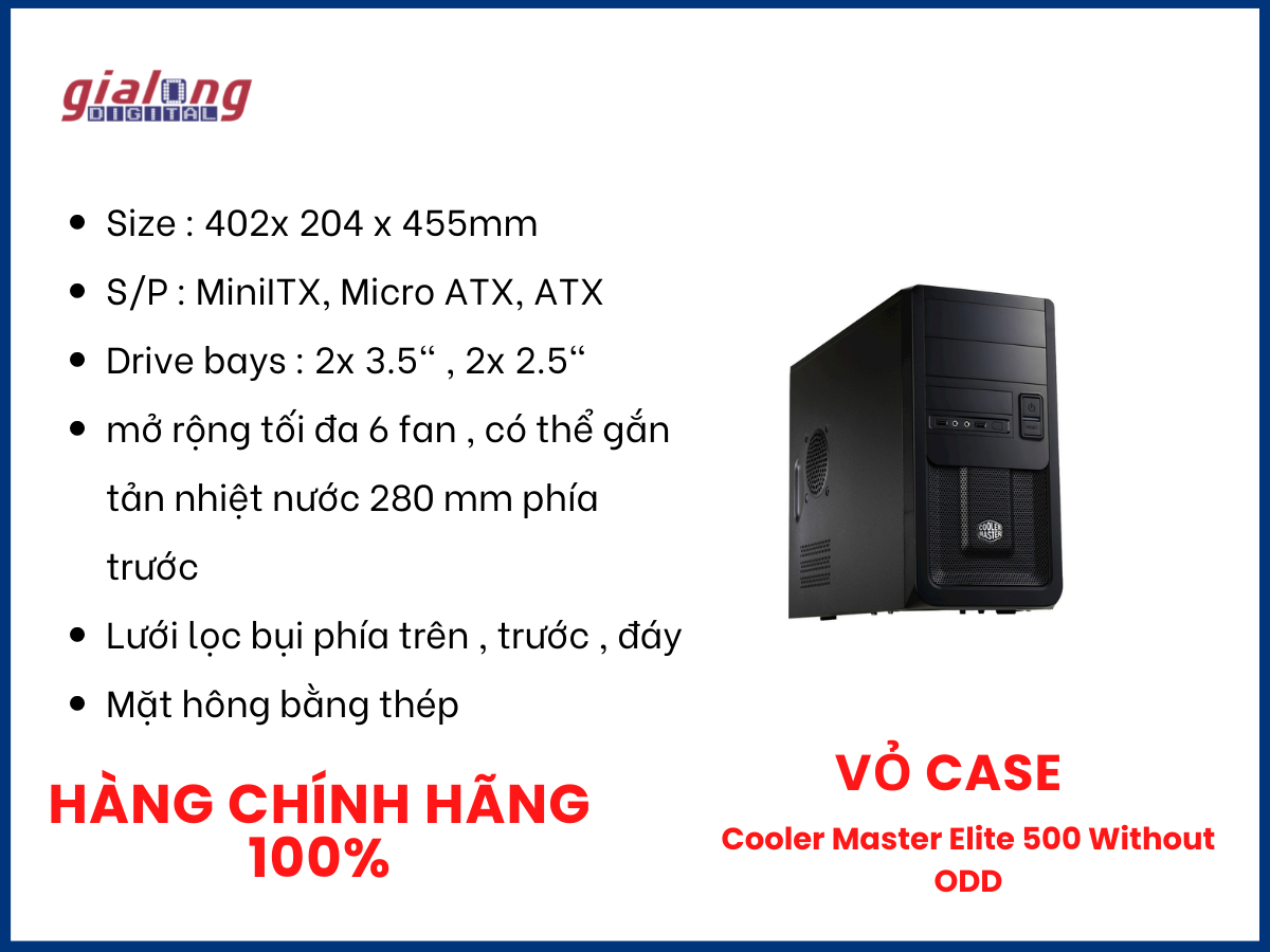 Vỏ case Cooler Master Elite 500 Without ODD - Hàng chính hãng