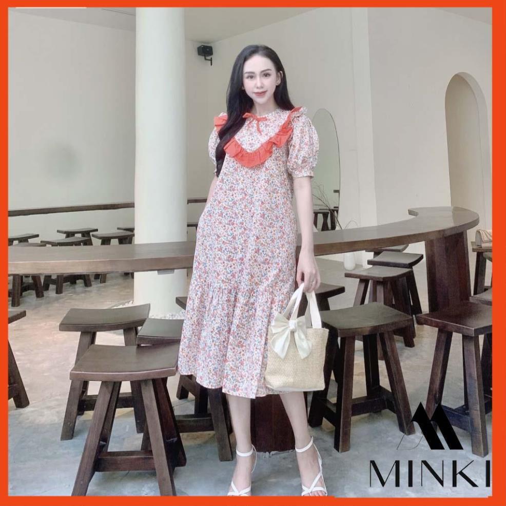 ĐẦM HOA NHÍ ĐUÔI CÁ - CHẤT LIỆU KAKI COTTON MÀU HOA CAM/ HOA VÀNG/HOA XANH -