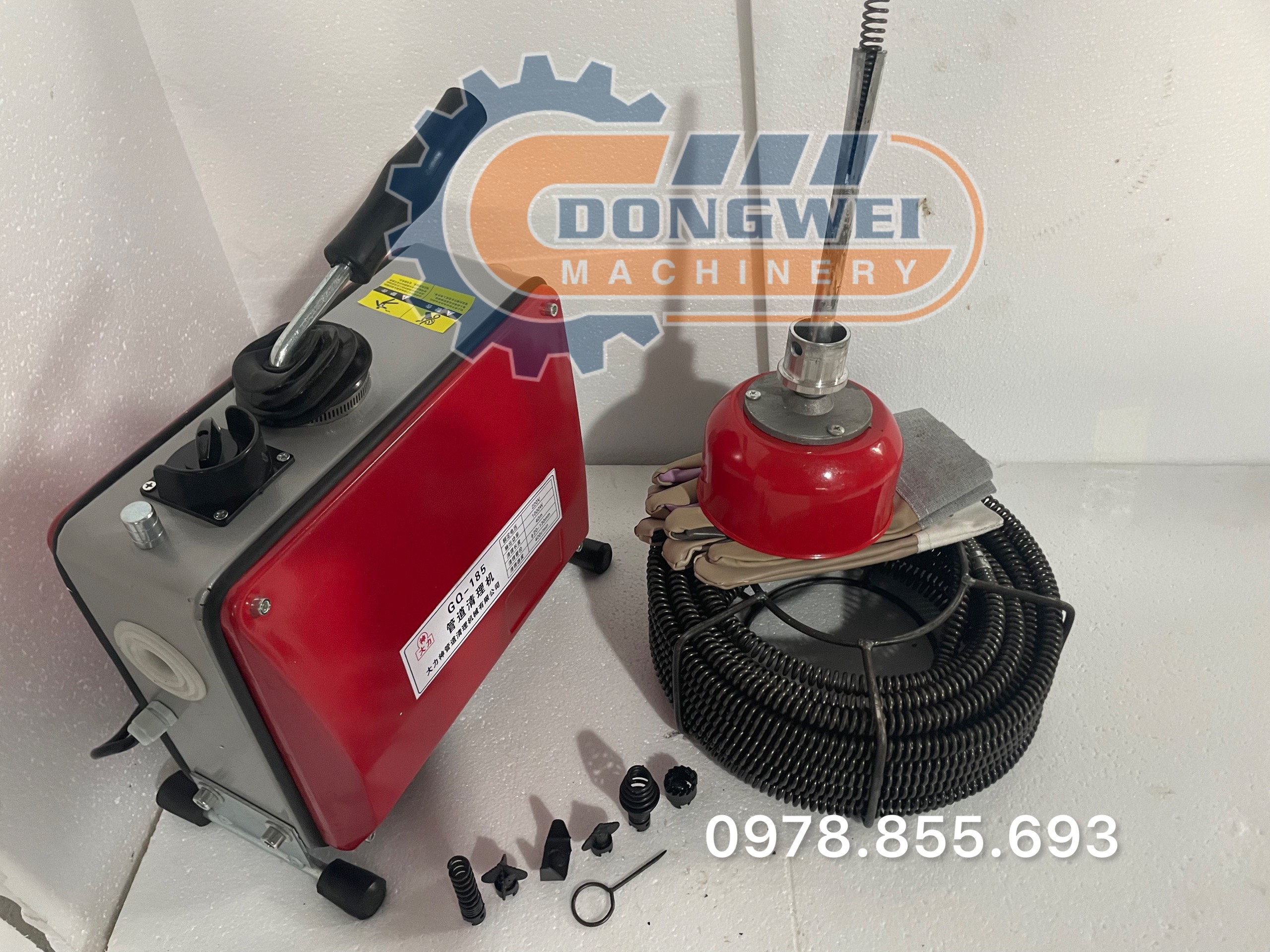Máy thông tắc cống GQ185_1000w tặng kèm cuộn dây đường kính 16mm dài 15m