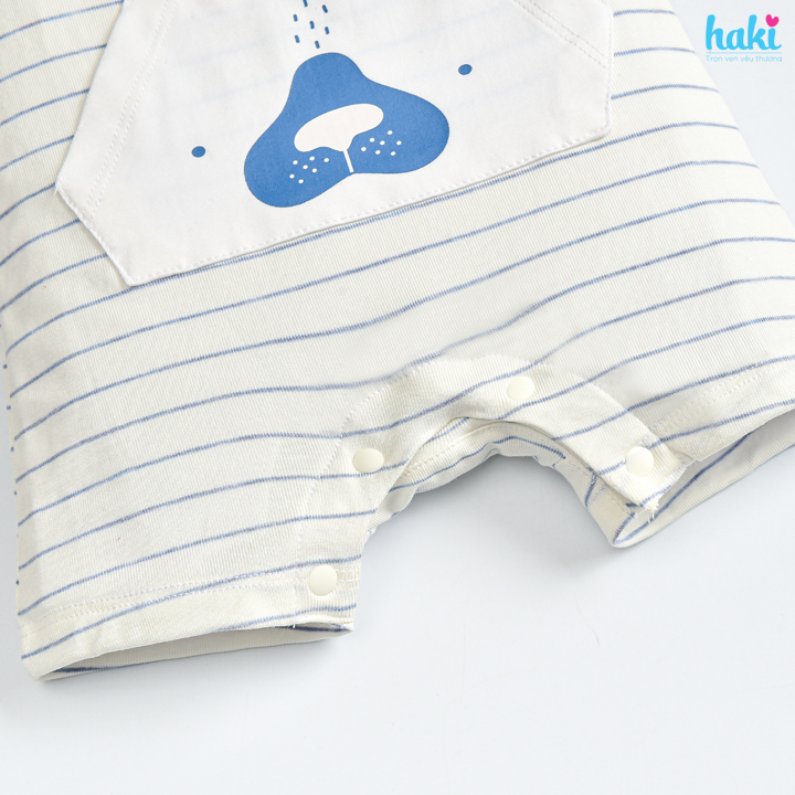 Bộ body đùi sát nách kẻ, túi ốp cho bé vải sợi tre cao cấp BB046, romper cho bé, set body bé sơ sinh hàng chính hãng HAKI