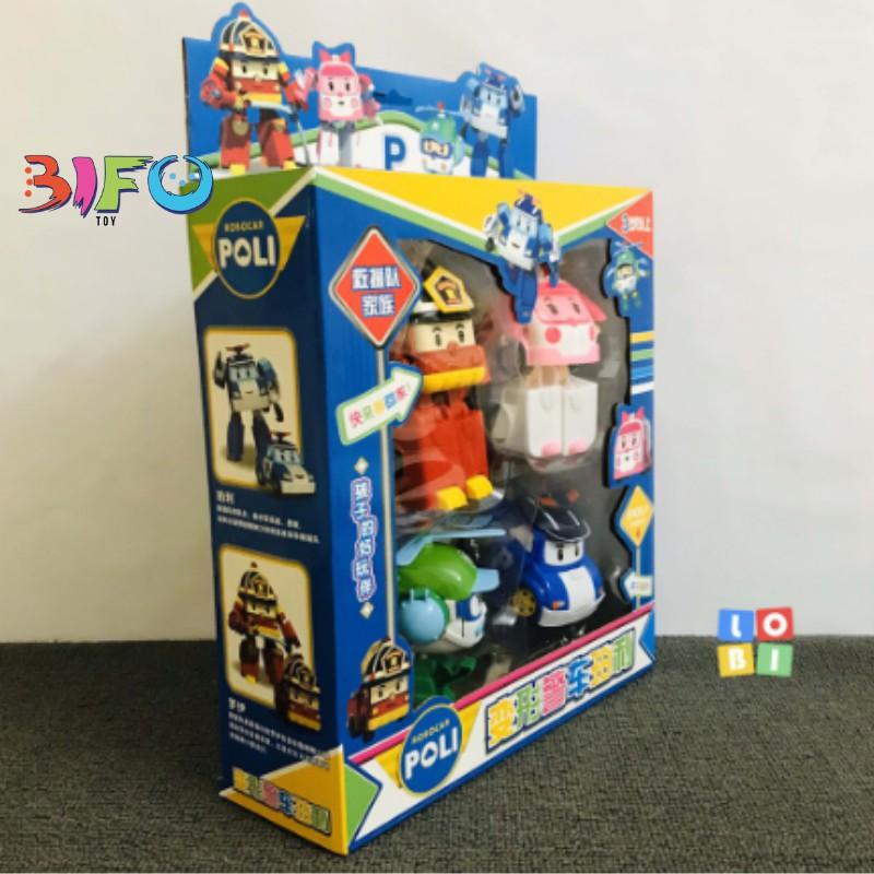 Đồ chơi biến hình biệt đội Robocar Poli 4 xe lắp ráp Policar 2 trong 1