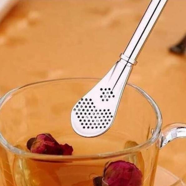 THÌA CAFEMUỖNG CAFE KIÊM ỐNG HÚT BẰNG INOX UỐNG CAFE CAO CẤP TIỆN LỢI