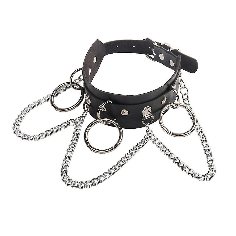 Vòng cổ bằng da PUM PU cho người phụ nữ o Ring cổ cổ áo gothic Punk Cosplay Belt