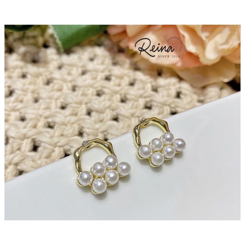 Khuyên tai nữ Baroque phOng cách Hàn Quốc bạc S925 Reina đính hạt cao cấp nữ tính