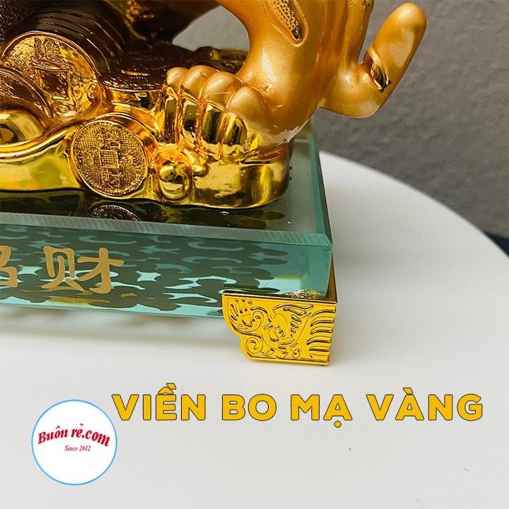 Hổ vàng lưng ngọc phước đáo chiêu tài lộc đế thuỷ tinh size nhỏ 01498