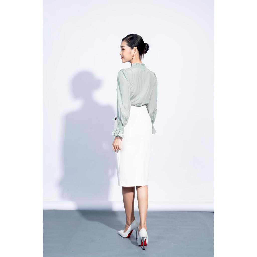 Sơ mi cổ V nhún bèo MMOutfit M-AO060421152