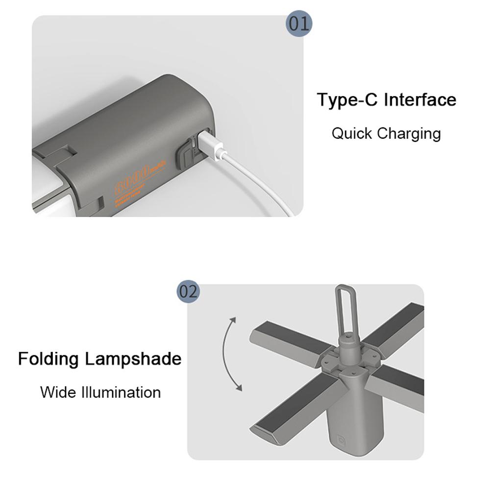 Outdoor Camping Light Portable Campsite Lantern Foldable Flashlight Power Bank Waterproof with 4 Lights Modes